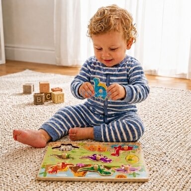 TOOKY TOY Medinės Montessori dėlionės Dinozaurai Formos TOOKY TOY Medinės Montessori dėlionės Dinozaurai Formos