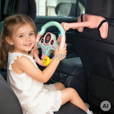 WOOPIE Interaktyvus automobilio vairas su šviesomis rožinis