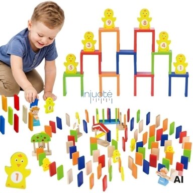VIGA Medinis domino takelis 122 el. VIGA Medinis domino takelis 122 el.