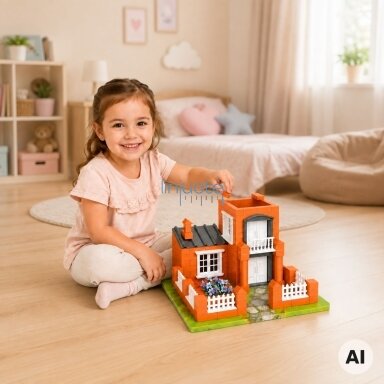 WOOPIE Vila iš plytelių konstruktorius DIY 458 vnt. Statomas namelis vaikams 3+