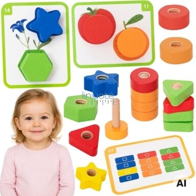 VIGA Varžtai ir veržlės Montessori žaislas Spalvų derinimas 30 EL