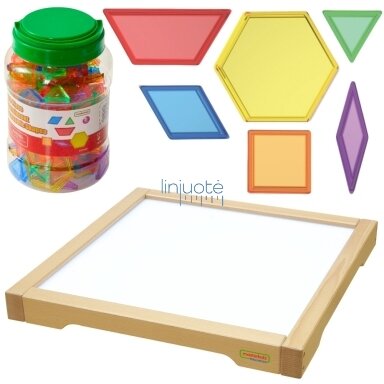 LED SENSORINĖ DĖŽUTĖ + MONTESSORI MOZAIKOS KALADĖLĖS, 140 EL., MK0012
