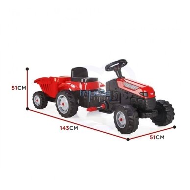 WOOPIE Pedalinis traktorius Farmer GoTrac MAXI su priekaba Tylūs ratai 38