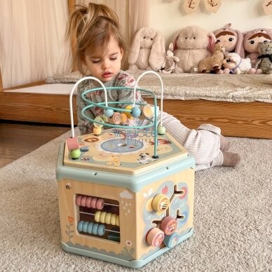 TOOKY TOY Interaktyvus medinis Montessori šešiakampis atidaromas dėžutės tipo žaislas 2