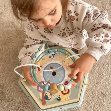 TOOKY TOY Interaktyvus medinis Montessori šešiakampis atidaromas dėžutės tipo žaislas 7