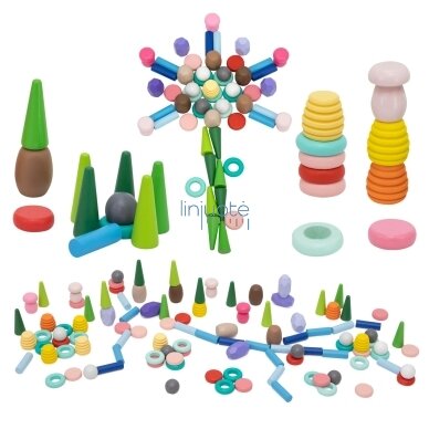 VIGA Edukacinės medinės kaladėlės Montessori dėlionė Sorter 141 el. 5