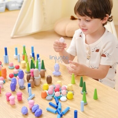 VIGA Edukacinės medinės kaladėlės Montessori dėlionė Sorter 141 el. 1
