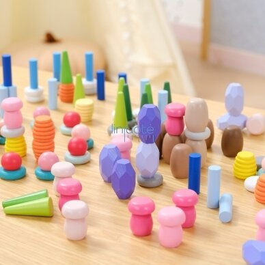 VIGA Edukacinės medinės kaladėlės Montessori dėlionė Sorter 141 el. 2
