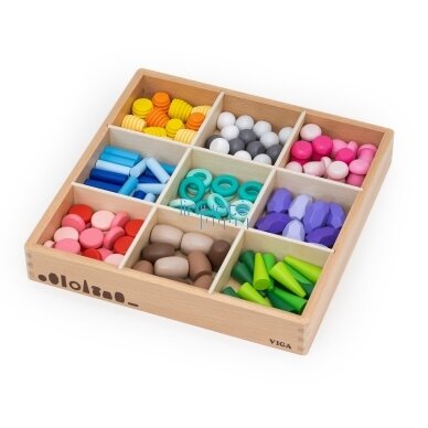 VIGA Edukacinės medinės kaladėlės Montessori dėlionė Sorter 141 el. 6
