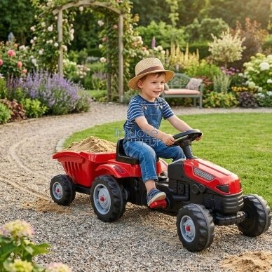 WOOPIE Pedalinis traktorius Farmer GoTrac MAXI su priekaba Tylūs ratai 40 WOOPIE Pedalinis traktorius Farmer GoTrac MAXI su priekaba Tylūs ratai 40