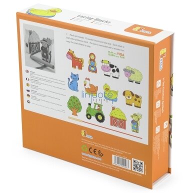 VIGA Medinė pervėrimo dėlionė, Ūkio kaladėlės vėrimui Montessori 9