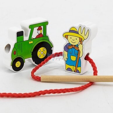 VIGA Medinė pervėrimo dėlionė, Ūkio kaladėlės vėrimui Montessori 3 VIGA Medinė pervėrimo dėlionė, Ūkio kaladėlės vėrimui Montessori 3