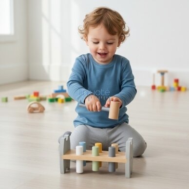 Viga PolarB Medinis Montessori plaktukas-kaladėlė su plaktuku Pingvinukas 2 Viga PolarB Medinis Montessori plaktukas-kaladėlė su plaktuku Pingvinukas 2