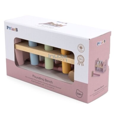 VIGA PolarB Medinis kalamasis žaislas su plaktuku Laputė Montessori 4