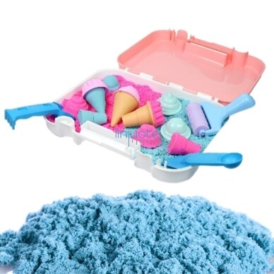 WOOPIE Kinetinio smėlio rinkinys Ledai lagamine 1 kg + priedai 3 WOOPIE Kinetinio smėlio rinkinys Ledai lagamine 1 kg + priedai 3