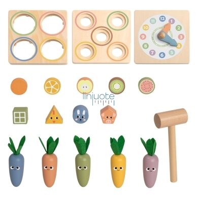 TOOKY TOY Medinė pavasarinė edukacinė kubo formos dėlionė 5in1 3