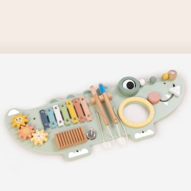 TOOKY TOY Medinė manipuliacinė lenta Krokodilas 3 el. 4