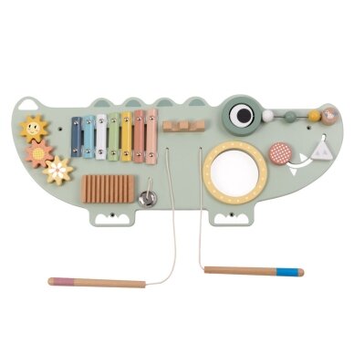 TOOKY TOY Medinė manipuliacinė lenta Krokodilas 3 el. 6
