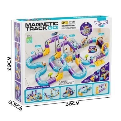 WOOPIE magnetinis konstrukcinis rinkinys geležinkelio trasa su traukos efektu 126 el. 8 WOOPIE magnetinis konstrukcinis rinkinys geležinkelio trasa su traukos efektu 126 el. 8