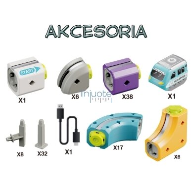 WOOPIE magnetinis konstravimo rinkinys geležinkelio trasa su traukos efektu 54 el. 6