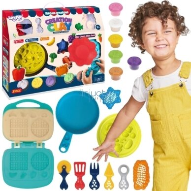 WOOPIE Plastilinas Vaflinė Virtuvė Rinkinys Priedai 39 vnt.