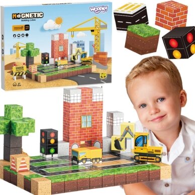WOOPIE Magnetiniai konstrukciniai blokeliai Statybų aikštelė 115 el.