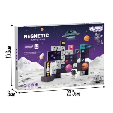 Magnetinių konstrukcinių kubelių - kaladėlių  rinkinys „Kosmosas“, 74 el, 58991 6