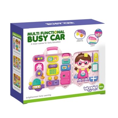 WOOPIE Interaktyvi manipuliacinė lenta Busy Car lagaminas 3in1 Garsas Šviesa 5