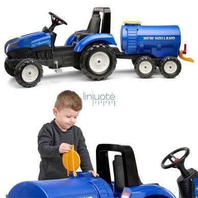 FALK New Holland Paspiriama / Pedalinė Cisterninė Priekaba su Kranu Vaikams – Mėlyna, 943NH 6