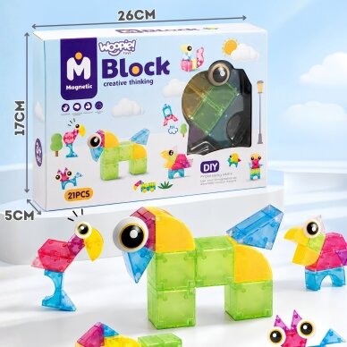 WOOPIE Magnetinės kaladėlės 21el M Block Kūrybinės Edukacinės Dovana 3D 3