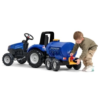FALK New Holland Paspiriama / Pedalinė Cisterninė Priekaba su Kranu Vaikams – Mėlyna, 943NH 8 FALK New Holland Paspiriama / Pedalinė Cisterninė Priekaba su Kranu Vaikams – Mėlyna, 943NH 8
