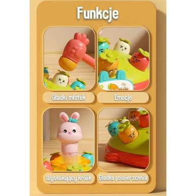 WOOPIE BABY Interaktyvus vikrumo žaidimas Įkalk morką Edukacinis Smogk plaktuku kurmiui 3