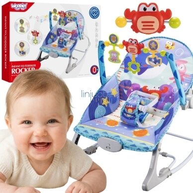 WOOPIE BABY Supynė-gultukas 2in1 Interaktyvus krabas Vibracijos Melodijos