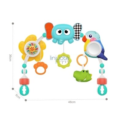 WOOPIE BABY Sensorinis lankas su žaislais lovytei ir vežimėliui Drambliukas Papūga 3