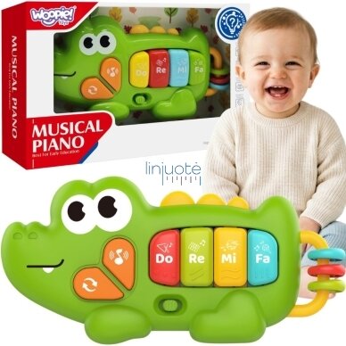 WOOPIE BABY Interaktyvus pianinas Krokodilas Muzikinės armonikėlės Garsai Šviesa 18m+ WOOPIE BABY Interaktyvus pianinas Krokodilas Muzikinės armonikėlės Garsai Šviesa 18m+
