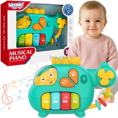 WOOPIE BABY Interaktyvus pianinas Sraigtasparnis Dramblys Muzikiniai garsai 18m+