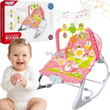 WOOPIE BABY Gultukas-supynės su vibracijomis ir žaislų lankeliu rožinis