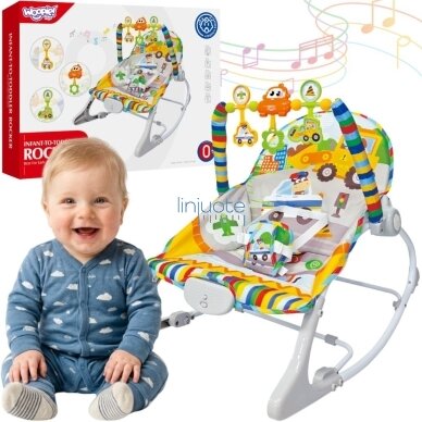 WOOPY BABY Interaktyvus supamasis gultukas su vibracijomis ir lankeliu, įvairiaspalvis WOOPY BABY Interaktyvus supamasis gultukas su vibracijomis ir lankeliu, įvairiaspalvis