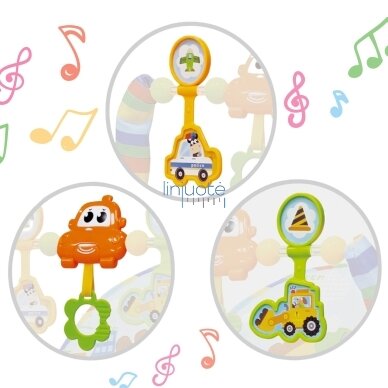 WOOPY BABY Interaktyvus supamasis gultukas su vibracijomis ir lankeliu, įvairiaspalvis 2