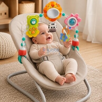 WOOPIE BABY Sensorinis lankas prie lovytės ir vežimėlio Gyvūnai Liūtas Meškiukas 1