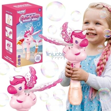 WOOPIE burbulų pūtimo aparatas Vienaragis Pistoletas automatinis muilo burbulai Rožinis
