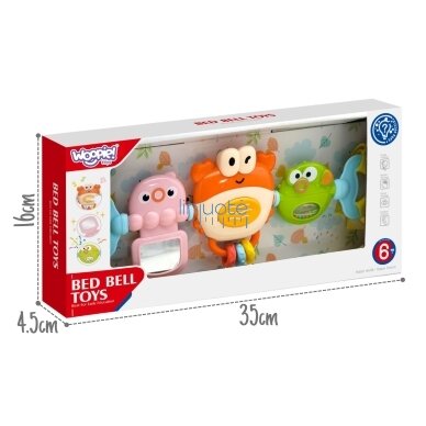 WOOPIE BABY Pakabinamas žaislas vežimėliui lovytei Sensorinis grojantis krabas veidrodėlis žuvelė 6m 4