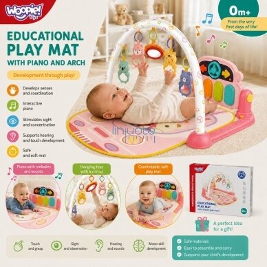 WOOPIE BABY Interaktyvus edukacinis kilimėlis su pianinu kūdikiams 3in1 3