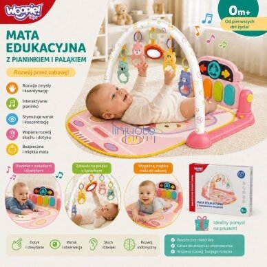 WOOPIE BABY Interaktyvus edukacinis kilimėlis su pianinu kūdikiams 3in1 2