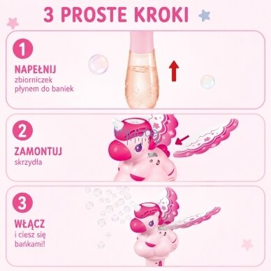 WOOPIE burbulų pūtimo aparatas Vienaragis Pistoletas automatinis muilo burbulai Rožinis 2 WOOPIE burbulų pūtimo aparatas Vienaragis Pistoletas automatinis muilo burbulai Rožinis 2