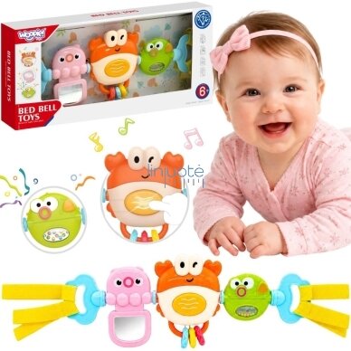 WOOPIE BABY Pakabinamas žaislas vežimėliui lovytei Sensorinis grojantis krabas veidrodėlis žuvelė 6m WOOPIE BABY Pakabinamas žaislas vežimėliui lovytei Sensorinis grojantis krabas veidrodėlis žuvelė 6m
