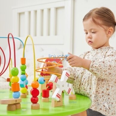 Viga medinis edukacinis sensorinis staliukas su XXL pervėrimo labirintu Montessori 1