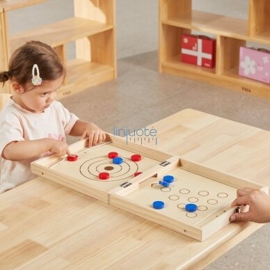 VIGA medinis vikrumo žaidimas 4in1 Stalo ledo ritulys Kerlingas Boulingas Ludo 4