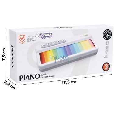 WOOPIE Vaivorykštinis sensorinis pianinas su apšvietimu ir mokymosi režimu 3+ 4 WOOPIE Vaivorykštinis sensorinis pianinas su apšvietimu ir mokymosi režimu 3+ 4