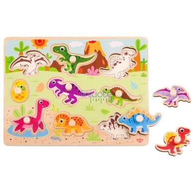 TOOKY TOY Medinės Montessori dėlionės Dinozaurai Formos 4
